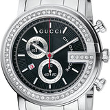  Shop Authentic Gucci G Chrono Diamonds Black Dial Silver Steel Strap Watch For Men - YA101324 - Luxxuri