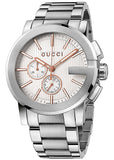  Shop Authentic Gucci G Chrono Chronograph Silver Dial Silver Steel Strap Watch For Men - YA101201 - Luxxuri