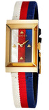 Gucci G-Frame Mother of Pearl Dial White Blue Red Nylon Strap Watch For Women - YA147405
