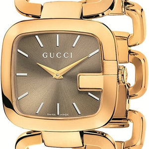  Shop Authentic Gucci G Gucci Brown Dial Rose Gold Steel Strap Watch For Women - YA125408 - Luxxuri