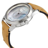 Shop Authentic Gucci G Timeless Automatic Mother of Pearl Dial Brown Leather Strap Watch For Women - YA1264112 - Luxxuri