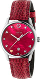  Shop Authentic Gucci G-Timeless Cherry Red Mother of Pearl Dial 27mm Watch For Women - YA126584 - Luxxuri