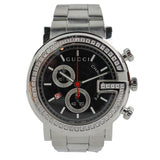  Shop Authentic Gucci G Chrono Diamonds Black Dial Silver Steel Strap Watch For Men - YA101324 - Luxxuri