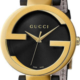  Shop Authentic Gucci Interlocking Special Edition Grammy Black Dial Black Leather Strap Watch For Men - YA133208 - Luxxuri
