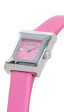  Shop Authentic Gucci G-Frame Square Fuchsia Mother of Pearl Dial Fuchsia Leather Strap Watch For Women - YA128533 - Luxxuri