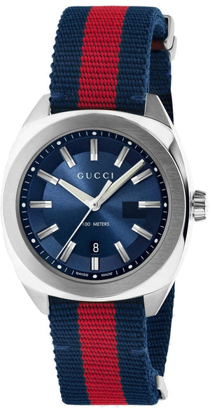  Shop Authentic Gucci GG2570 Quartz Blue Dial Blue & Red Nylon Strap Watch For Men - YA142304 - Luxxuri