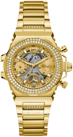  Shop Authentic Guess Fusion Chronograph Gold Dial Gold Steel Strap Watch for Women - GW0552L2 - Luxxuri