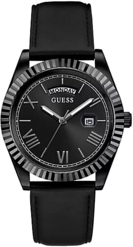  Shop Authentic Guess Connoisseur Black Dial Black Leather Strap Watch For Men - GW0353G1 - Luxxuri