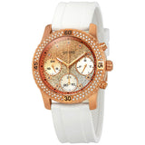  Shop Authentic Guess Confetti Crystal Rose Gold Dial White Silicone Strap Watch For Women - W1098L5 - Luxxuri
