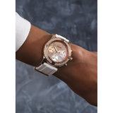 Shop Authentic Guess Confetti Crystal Rose Gold Dial White Silicone Strap Watch For Women - W1098L5 - Luxxuri