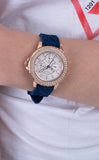  Shop Authentic Guess Confetti Diamonds Gold Dial Blue Rubber Strap Watch For Women - W1098L6 - Luxxuri