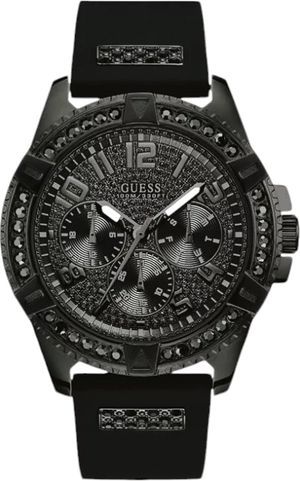  Shop Authentic Guess Frontier Crystals Black Dial Black Silicone Strap Watch For Men - W1132G3 - Luxxuri
