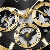  Shop Authentic Guess Queen Quartz Gold Dial Black Silicone Strap Watch For Women - GW0536L3 - Luxxuri