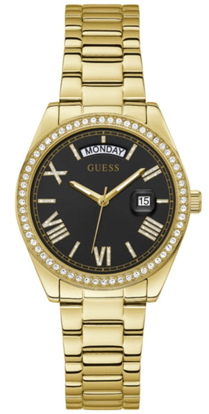  Shop Authentic Guess Luna Diamonds Black Dial Gold Steel Strap Watch for Women - GW0307L2 - Luxxuri