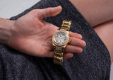  Shop Authentic Guess Viva Diamonds Gold Dial Gold Steel Strap Watch for Women - W0111L2 - Luxxuri