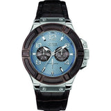  Shop Authentic Guess Rigor Analogue Quartz Blue Dial Brown Leather Strap Watch For Men - W0040G10 - Luxxuri
