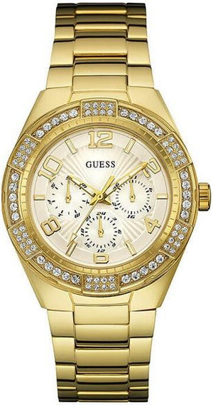  Shop Authentic Guess Luna Diamonds White Dial Gold Steel Strap Watch for Women - W0729L2 - Luxxuri