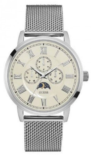  Shop Authentic Guess Delancy White Dial Silver Mesh Bracelet Watch for Men - W0871G4 - Luxxuri