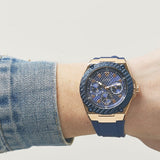  Shop Authentic Guess Legacy Chronograph Blue Dial Blue Rubber Strap Watch For Men - W1049G9 - Luxxuri