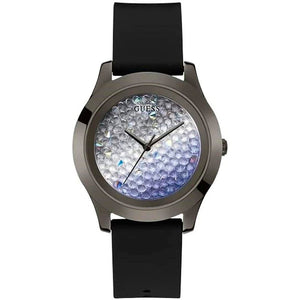  Shop Authentic Guess Crush Crystals Silver Dial Black Rubber Strap Watch for Women - W1223L4 - Luxxuri