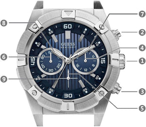  Shop Authentic Guess Jolt Chronograph Blue Dial Silver Steel Strap Watch for Men - W0377G2 - Luxxuri