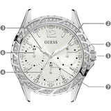  Shop Authentic Guess Swirl Quartz Silver Dial White Silicone Strap Watch for Women - W1096L1 - Luxxuri