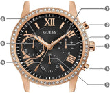  Shop Authentic Guess Solar 40mm Black & Rose Gold Dial Black Rubber Strap Watch For Women - W1135L4 - Luxxuri