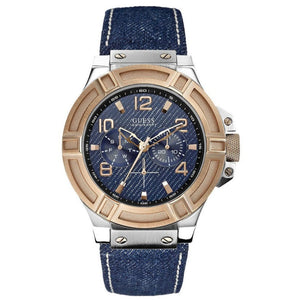  Shop Authentic Guess Rigor Analog Blue Dial Blue Denim Strap Watch For Men - W0040G6 - Luxxuri