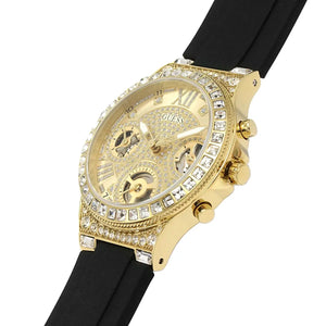  Shop Authentic Guess Moonlight Crystals Silver Dial Black Silicone Strap Watch For Women - GW0257L1 - Luxxuri