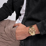  Shop Authentic Guess Connoisseur Analog Gold Dial Gold Steel Strap Watch For Men - GW0542G2 - Luxxuri