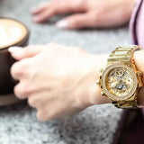  Shop Authentic Guess Fusion Chronograph Gold Dial Gold Steel Strap Watch for Women - GW0552L2 - Luxxuri