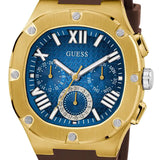  Shop Authentic Guess Headline Chronograph Blue Dial Brown Silicone Strap Watch For Men - GW0571G5 - Luxxuri