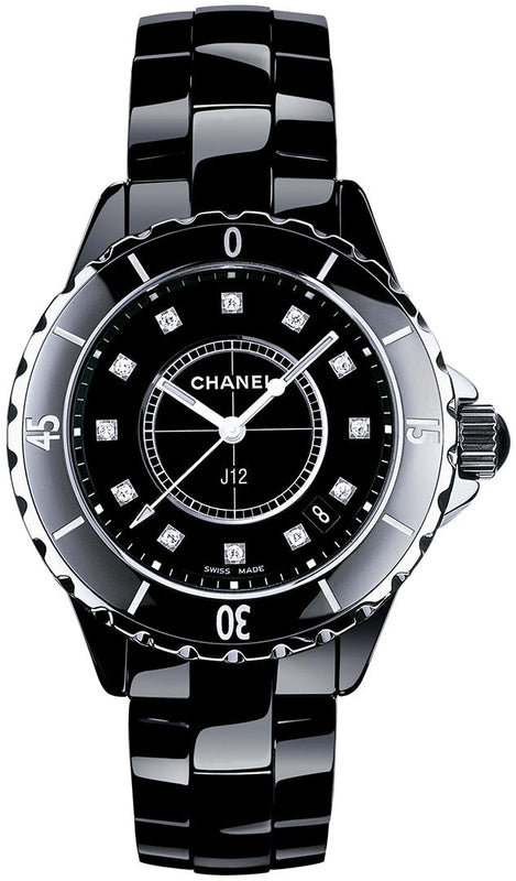  Shop Authentic Chanel J12 Quartz Diamonds Black Dial Black Steel Strap Watch for Women - J12 H1625 - Luxxuri
