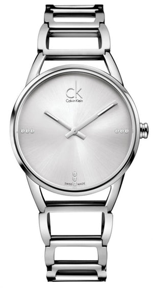  Shop Authentic Calvin Klein Stately Silver Dial Silver Steel Strap Watch for Women - K3G2312W - Luxxuri
