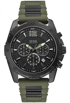  Shop Authentic Guess Sport Chronograph Black Dial Green Silicone Strap Watch for Men - W0167G4 - Luxxuri