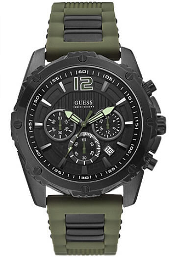  Shop Authentic Guess Sport Chronograph Black Dial Green Silicone Strap Watch for Men - W0167G4 - Luxxuri
