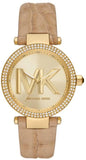  Shop Authentic Michael Kors Parker Three-Hand Gold Dial Brown Leather Strap Watch For Women - MK4725 - Luxxuri