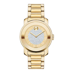 Shop Authentic Movado Bold Pave Gold Dial Gold Steel Strap Watch For Women - 3600255 - Luxxuri