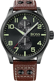  Shop Authentic Hugo Boss Aeroliner Maxx Black Dial Brown Leather Strap Watch For Men - 1513079 - Luxxuri