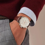  Shop Authentic Hugo Boss Jet White Dial Brown Leather Strap Watch for Men - 1513280 - Luxxuri