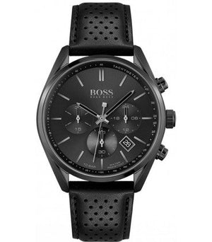  Shop Authentic Hugo Boss Champion Black Dial Black Leather Strap Watch for Men - 1513880 - Luxxuri