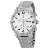  Shop Authentic Hugo Boss Aeroliner Chronograph White Dial Silver Steel Strap Watch for Men - 1513182 - Luxxuri