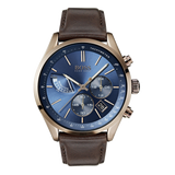  Shop Authentic Hugo Boss Grand Prix Blue Dial Brown Leather Strap Watch for Men - 1513604 - Luxxuri