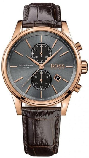  Shop Authentic Hugo Boss Jet Grey Dial Brown Leather Strap Watch for Men - 1513281 - Luxxuri
