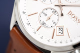  Shop Authentic Hugo Boss Grand Prix White Dial Brown Leather Strap Watch for Men - 1513475 - Luxxuri