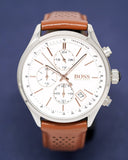  Shop Authentic Hugo Boss Grand Prix White Dial Brown Leather Strap Watch for Men - 1513475 - Luxxuri