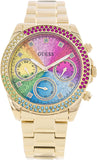  Shop Authentic Guess Confetti Chronograph Rainbow Dial Gold Steel Strap Watch For Women  - GW0483L4 - Luxxuri