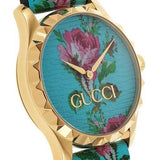  Shop Authentic Gucci G Timeless Floral Turquoise Dial Turquoise Leather Strap Watch For Women - YA1264085 - Luxxuri