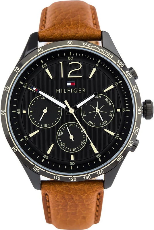  Shop Authentic Tommy Hilfiger Gavin Chronograph Quartz Black Dial Brown Leather Strap Watch for Men - 1791470 - Luxxuri