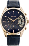  Shop Authentic Tommy Hilfiger Baker Chronograph Quartz Blue Dial Blue Leather Strap Watch For Men - 1710451 - Luxxuri